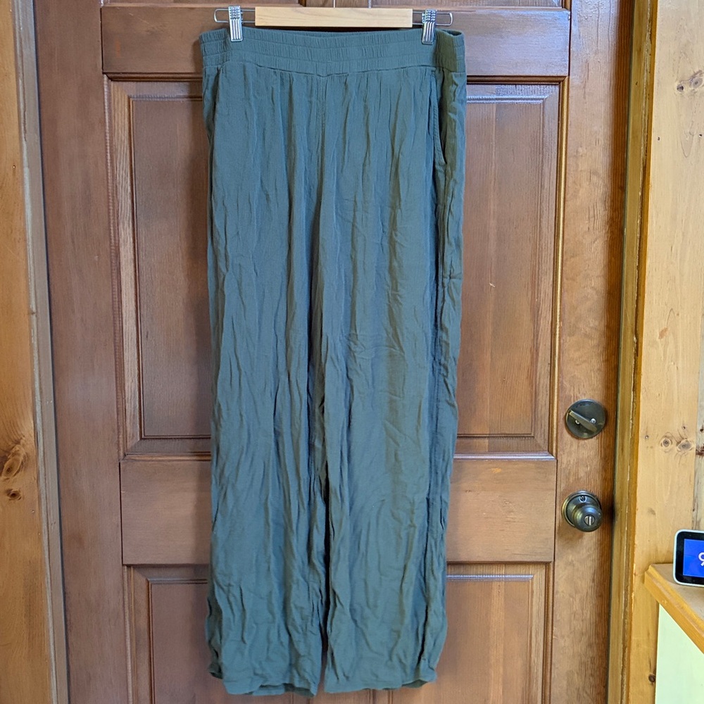 Three Dots Olive Green Wide-Leg Pants Size Large